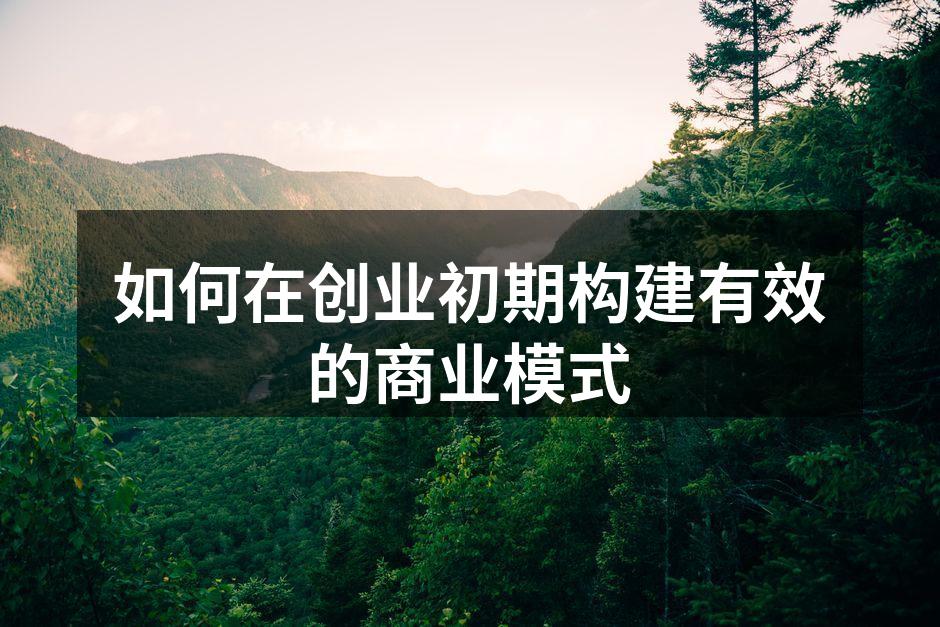 如何在创业初期构建有效的商业模式