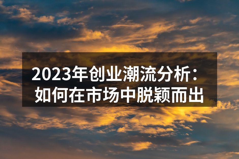 2023年创业潮流分析：如何在市场中脱颖而出